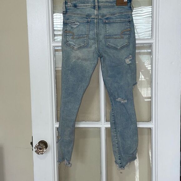America Eagle next level stretch distressed hi rise jegging crop size 4 short - Picture 3 of 14